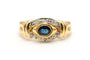 Bague 53 Bague contemporaine en or jaune et blanc 18k sertie d'un saphir et de diamants 58 Facettes 23174