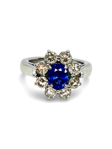 Bague 55 Bague marguerite or blanc saphir 1,62 ct et diamants 1,30 ct 58 Facettes 00081701