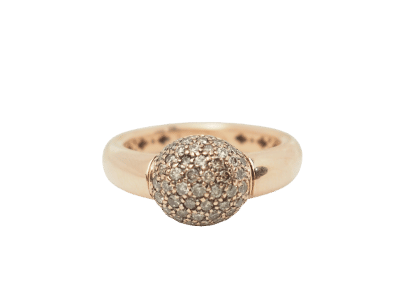 Bague 48 Bague boule en or rose et diamants cognac 58 Facettes 33256