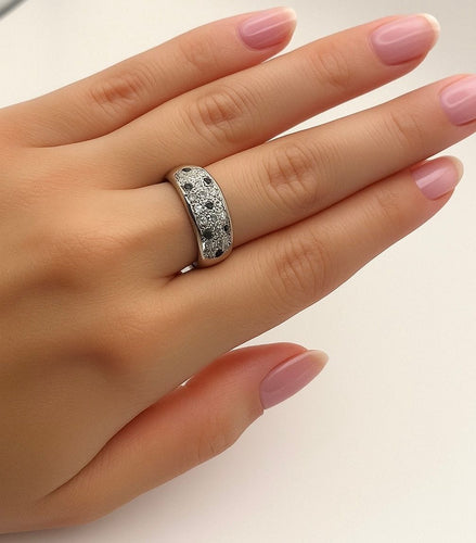 Bague 54 Bague bicolore en or jaune et blanc avec saphirs et diamants 58 Facettes 50316