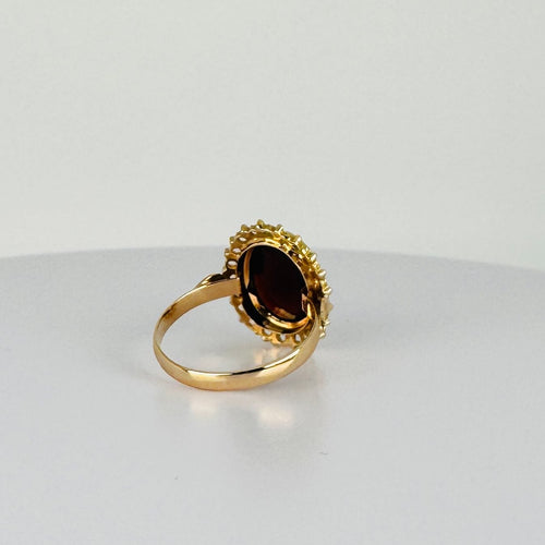 Bague Bague en or jaune avec grenat ovale facetté de 2,5 carats 58 Facettes 2501001