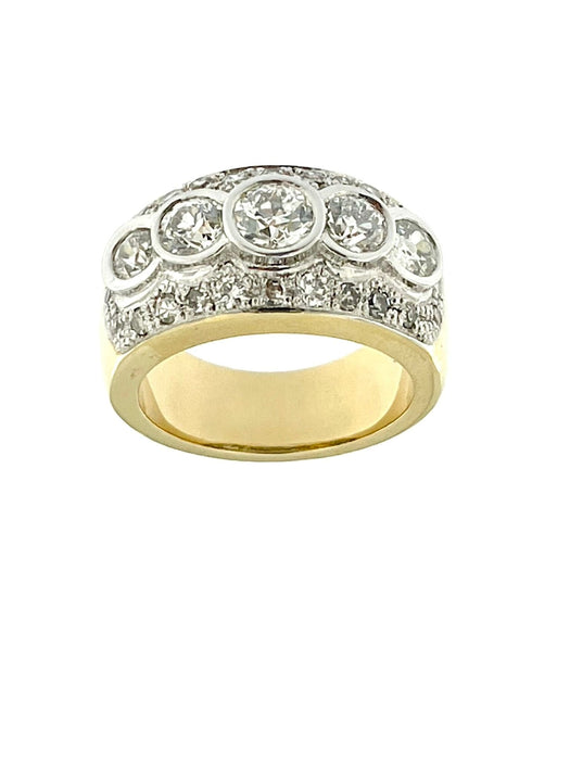 Bague 63.5 Bague en or jaune et blanc certifiée HRD avec diamants de 3,25 carats 58 Facettes