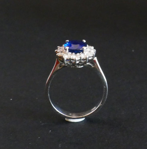 Bague 49.5 Bague Marguerite Saphir naturel Diamants 58 Facettes C22-02