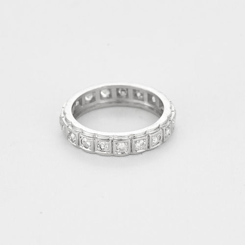 Bague 49 Alliance américaine diamants 0,95 ct en or blanc 58 Facettes LMB-294