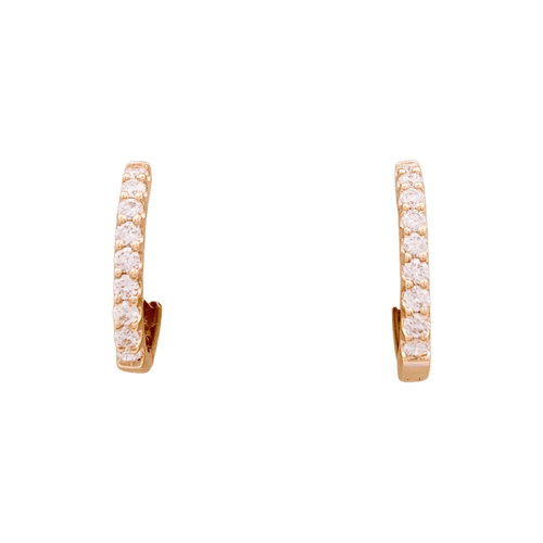 Boucles d'oreilles Paire de petites créoles en or rose, diamants. 58 Facettes 34292