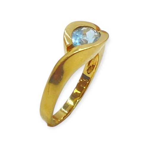 Bague 55 Bague or jaune et topaze bleue 58 Facettes 330081548