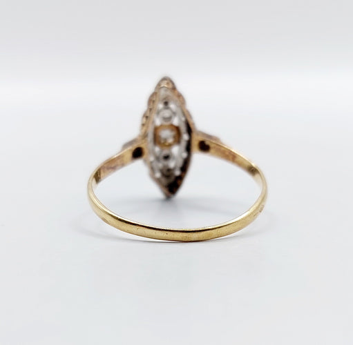 Bague marquise or jaune, platine et diamants (circa 1900)