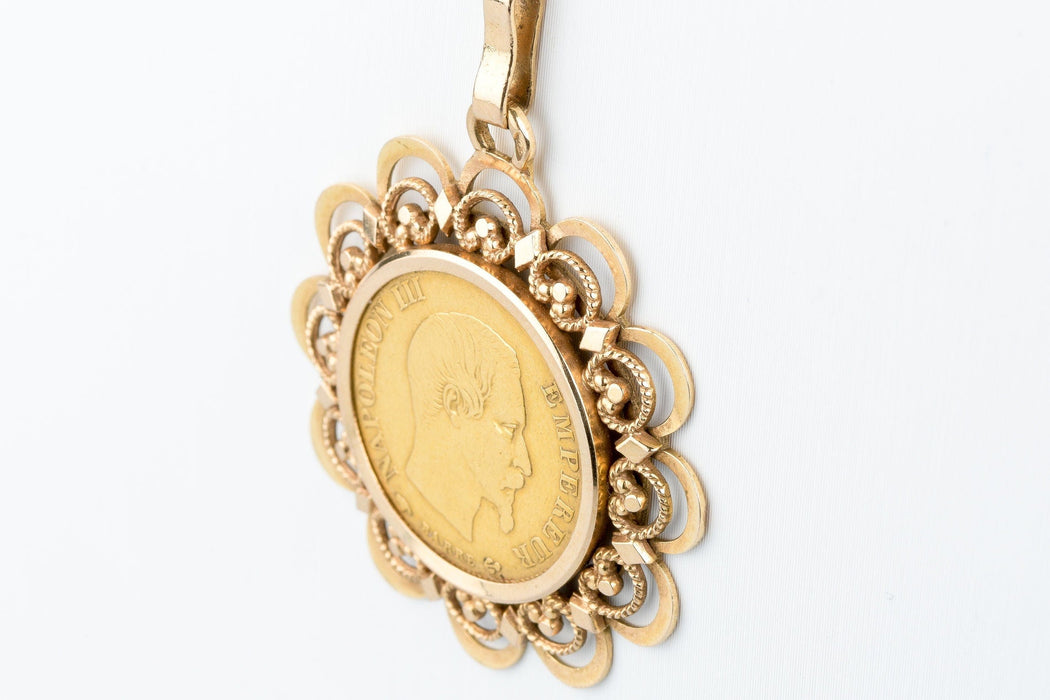 Pendentif Pendentif pièce 10 francs Napoléon III en or jaune 58 Facettes MEDVY64