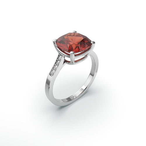 Bague avec grenat pyrope et diamants