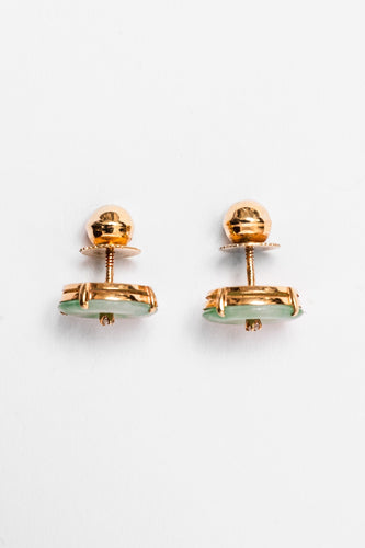 Boucles d'oreilles Paire de puces d'oreilles disques jadéite 58 Facettes