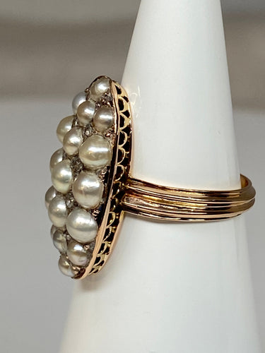 Bague 47 Bague marquise perles fines, diamants 58 Facettes AB54