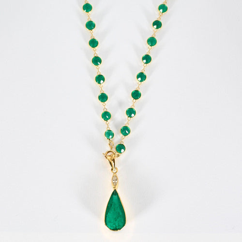 Pendentif UN PENDENTIF GOUTTE EMERAUDE 58 Facettes 36300020