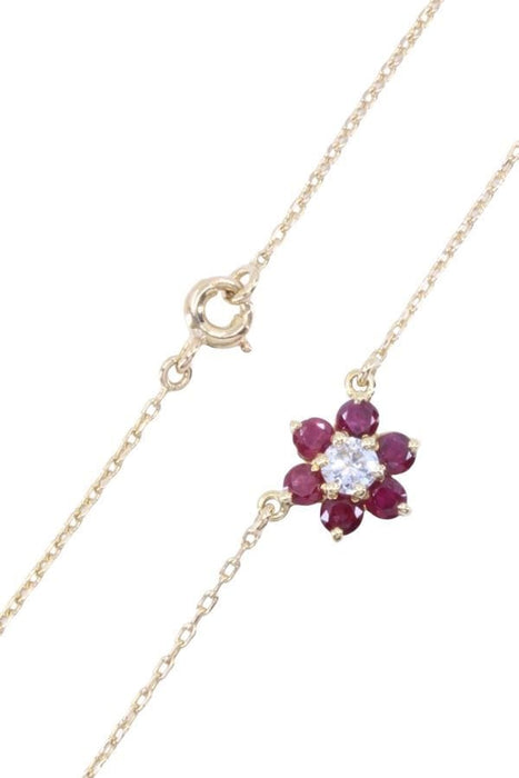 Collier Collier marguerite or jaune diamant et rubis 58 Facettes 088471