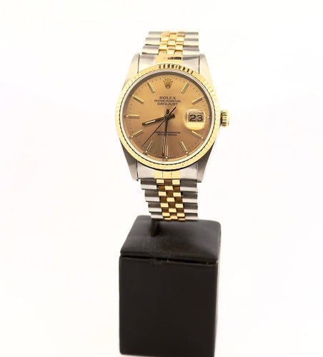 Montre Rolex vintage oyster perpetual date just en or et acier full set 58 Facettes