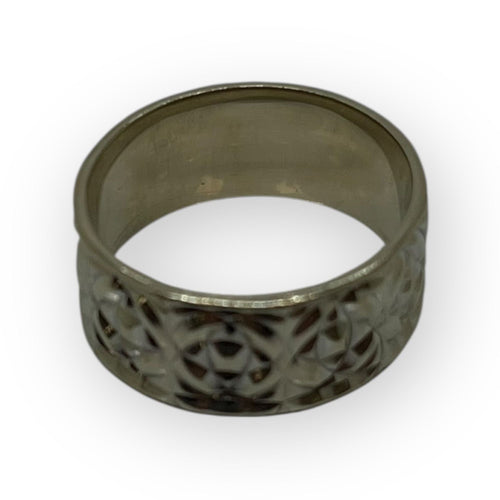 Bague anneau large or blanc