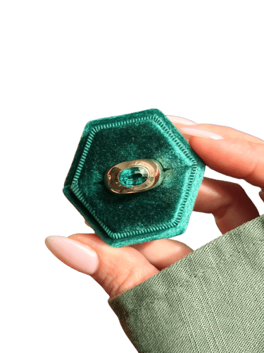 Bague 45 Chevalière Jonc Tourmaline Verte 58 Facettes