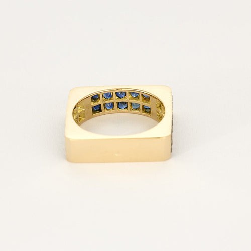 Bague 59 Bague design or jaune et saphirs bleus 58 Facettes