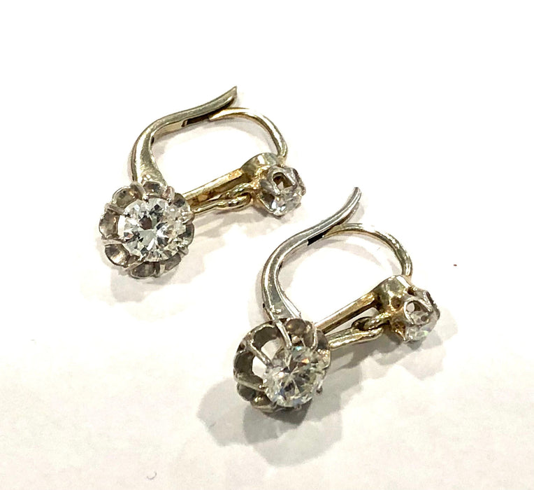 Boucles d'oreilles Boucles d'oreilles dormeuses or blanc et diamants 58 Facettes