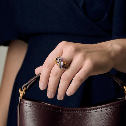 Bague 55,5 Bague jonc en or jaune et pierres fines 58 Facettes MON1096