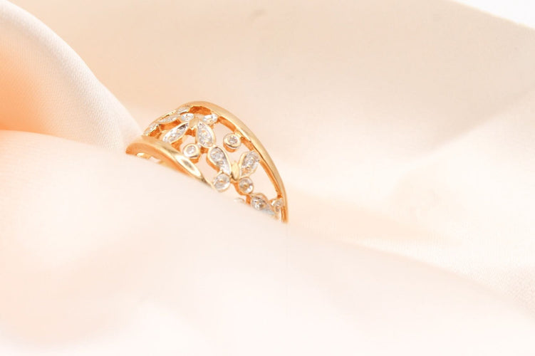 Bague 57 Bague papillons or jaune et diamants 58 Facettes 250544