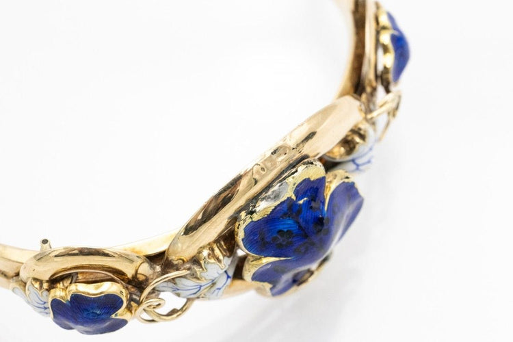 Bracelet Bracelet en or jaune du début du XIXe siècle avec émail cobalt - Style Biedermeier 58 Facettes 10500
