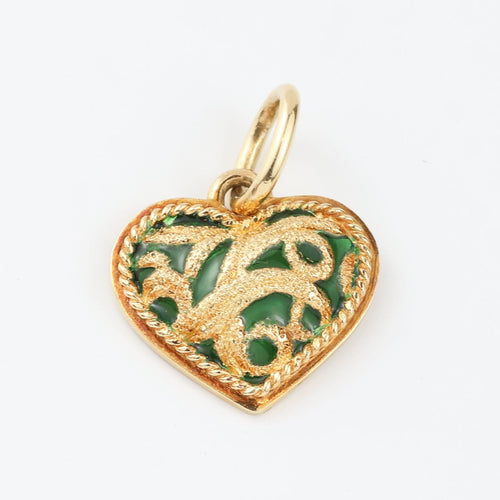 Pendentif Yanes - Pendentif cœur en or jaune 18 carats et émail vert 58 Facettes FN24/0003