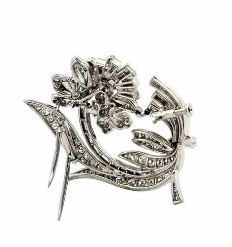 Broche Broche à fleurs en or et diamants magnifiques 58 Facettes