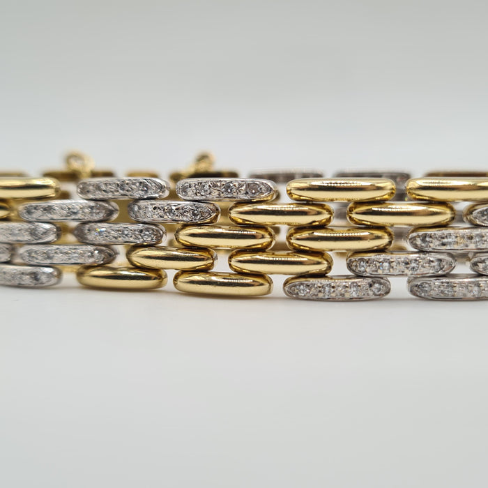 Bracelet or blanc et jaune sertie de diamants