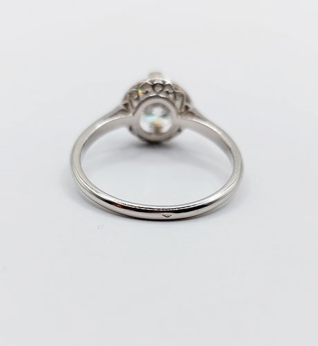 Bague solitaire art déco en platine et diamant 1,11 carat
