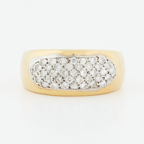 Bague 49 BAGUE EN OR JAUNE ET BLANC 18 CARATS 58 Facettes REF 10102