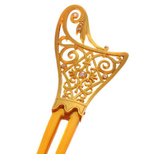 Montre L'attrait artistique de l'Art nouveau : un peigne à cheveux en corne et diamant 58 Facettes 18017-0151