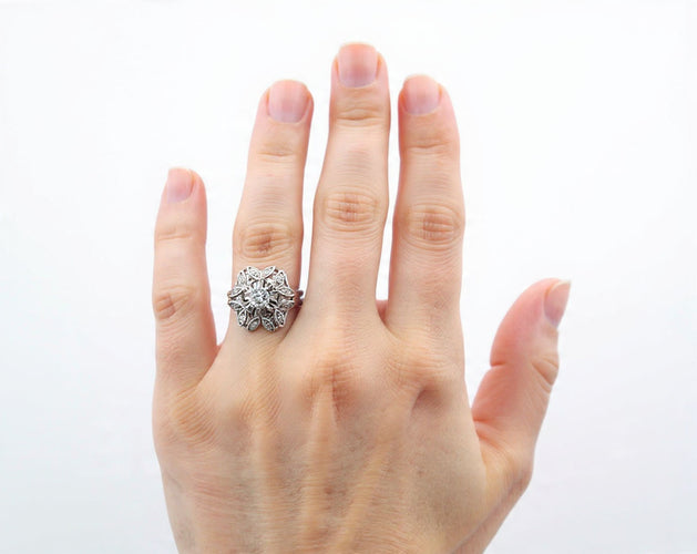 Anello en or blanc 18k et diamants