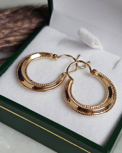 Boucles d'oreilles Créoles or rose, biseautées et perlées 58 Facettes 700