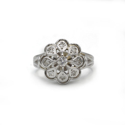 Bague 56 Bague - Or blanc & Diamants 58 Facettes 250044SP