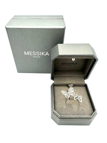Bague 52 MESSIKA. Collection "Arabesque Butterfly", bague or blanc 18K et diamants 58 Facettes
