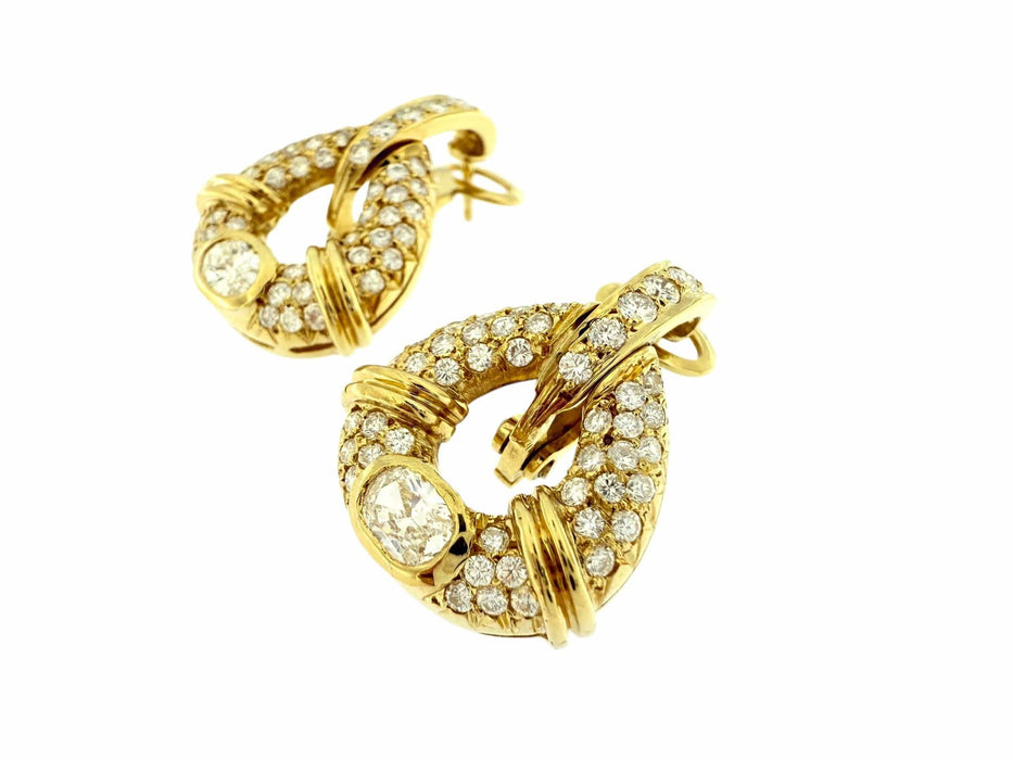 Boucles d'oreilles or jaune avec diamants naturels de 2,50 carats certifiés HRD