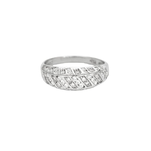 Bague 58 Bague jonc or blanc et diamants 58 Facettes GU188