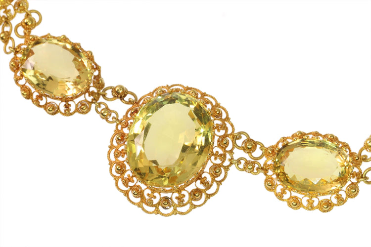 Collier Collier historique de 1820 en citrine et or, filigrane et granulation, très bel état 58 Facettes 25125-0132