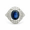 Bague Bague en platine avec saphir bleu et diamants 58 Facettes 50368
