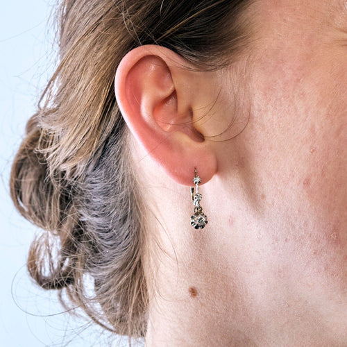 Boucles d'oreilles Boucles d’Oreilles Dormeuses Or blanc Diamants Époque Art Déco 58 Facettes 240 726
