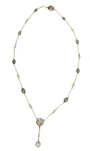 Collier Collier exquis en or avec diamants (5,28 carats) et perles des années 1850 58 Facettes 21007-0051