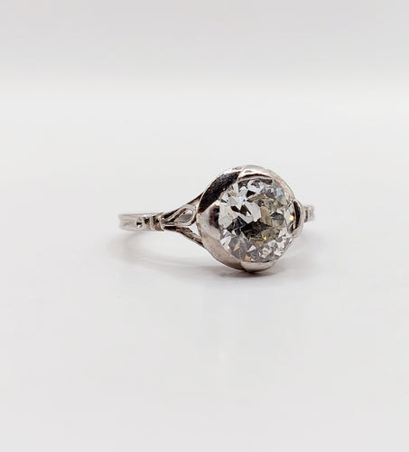 Bague 50 Bague solitaire Art déco en platine et diamant taille ancienne 1,35 carats 58 Facettes A06439