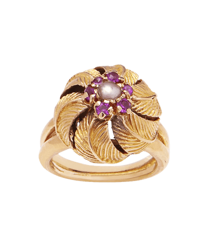 Bague 52 Bague Or jaune 18K Rubis Saphir Perle 58 Facettes BO210508/PALMIERFLEURI