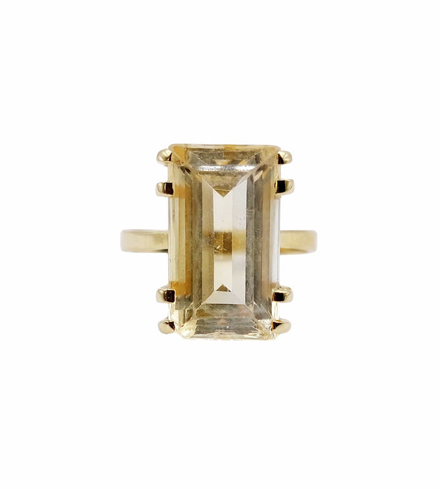 Bague cocktail or rose 18k ornée d'une citrine de 6.65 carats art deco