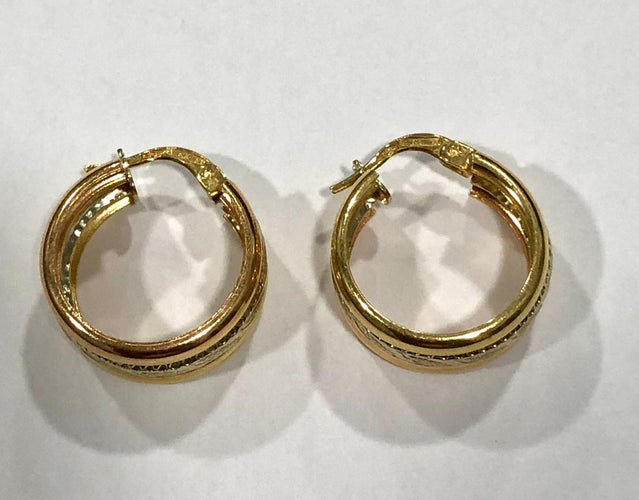 Boucles d'oreilles Boucles d’oreilles créoles ciselées 3 ors 58 Facettes