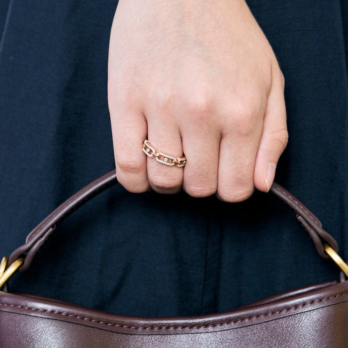 Bague 54 MESSIKA - Move Link Multi Pavée - Bague en or rose et diamants 58 Facettes CAL22184