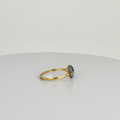 Bague 57 Bague en or jaune avec topaze bleue ovale 58 Facettes 2508021