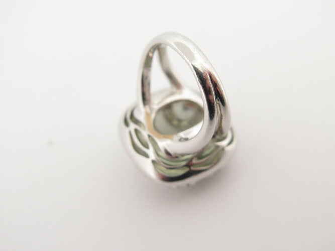bague ADLER pierre cabochon cage 145 diamants 2ct t54 en or blanc 18k
