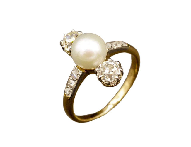 Bague Trilogie perle fine diamants