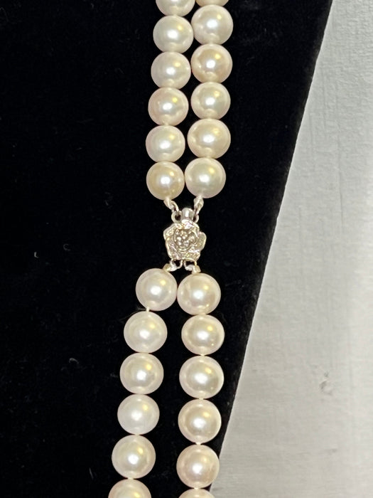 Collier Collier deux rangs 162 Perles de culture blanches 60,5 Cm 58 Facettes